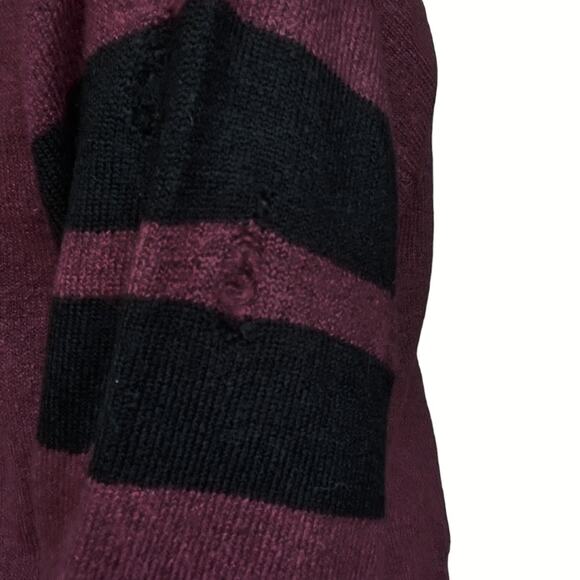 CURRENT / ELLIOTT Yates Sweater destroyed sporty pullover Cordovan Size 1 S NEW - Picture 4 of 8